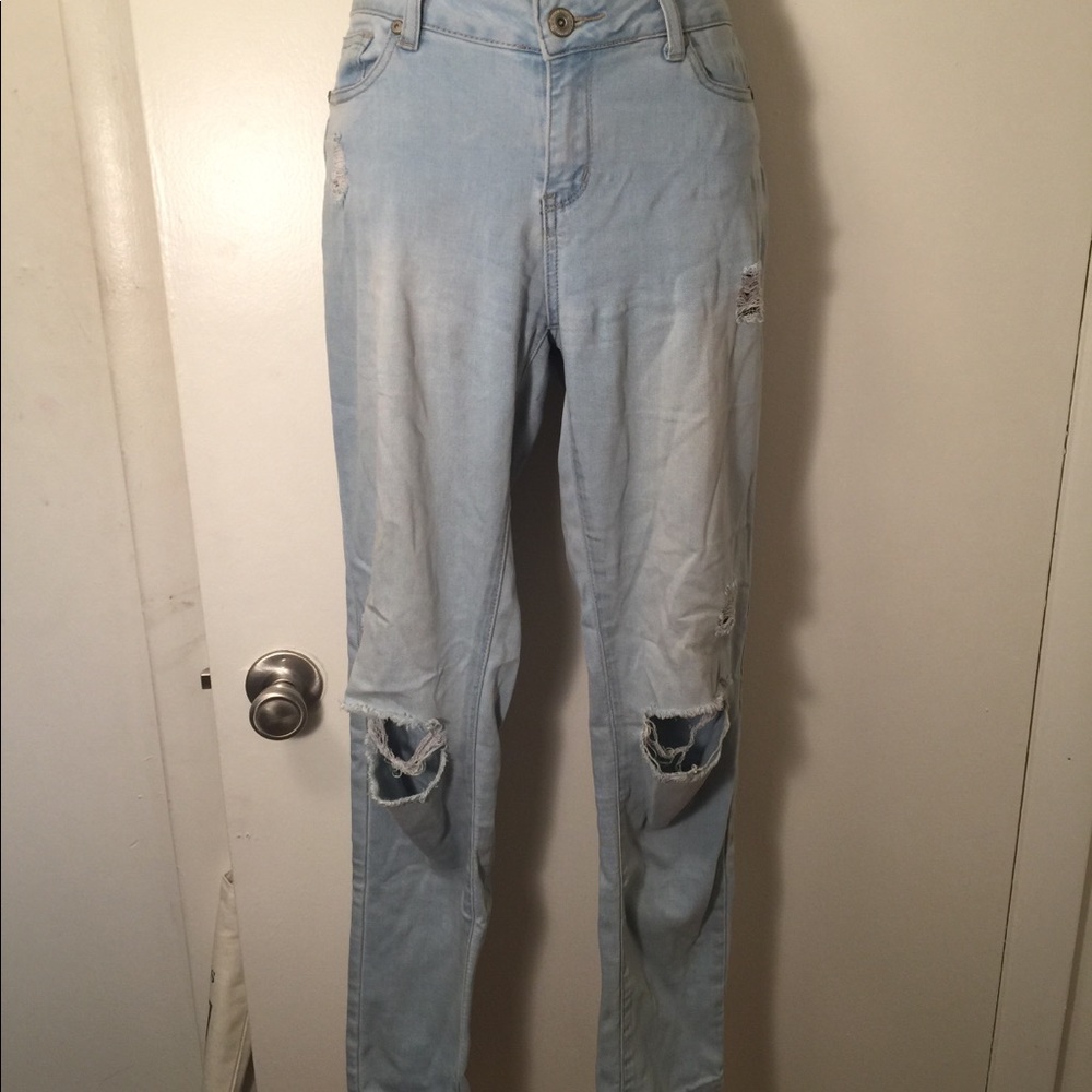 light blue ripped skinny jeans | rainbow | wax